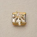 Eslabón de pulsera de charms italiana en oro y plata con diseño de palmera y perlas - Estilo Palmera Dorada con Perlas Artificiales (22)