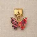 Charm italien doré avec pendentif papillon à motifs pour la création de bijoux DIY - Papillon Artistique (10)