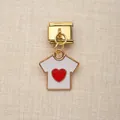 Goldener Edelstahl Italienischer modularer Armbandanhänger mit weißem T-Shirt und Herzanhänger - Herz-T-Shirt-Stil (13)