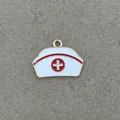 Krankenschwester Hut Emaille Anhänger für medizinische Halsketten DIY Schmuckherstellung - Krankenschwestermütze Anhänger (Rotes Kreuz)