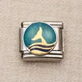 Charme modulaire italien en acier inoxydable avec motif de queue de baleine bleue - Queue de Baleine (9)