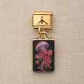 Maillon de breloque italienne dorée avec méduse rose et roses rouges pour bijoux DIY - Méduse et Rose (12)