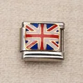 Module de breloque italienne en acier inoxydable avec drapeau britannique pour bracelet - Drapeau UK (10)