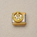 Módulo de charm italiano de acero inoxidable bicolor con diseño de ancla dorada - Estilo Ancla Dorada (26)