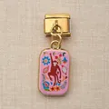 Maillon de bracelet italien doré avec pendentif singe rose fleuri pour bijoux DIY - Singe et Floral (14)