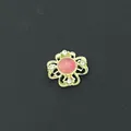 Dije de flor dorada con piedra rosa y cristales para collares de relicario DIY - Flor de Gema Rosa (16) / Paquete de 10