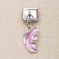 Rosa Emaille Schmetterling Anhänger für Edelstahl Italienische Modul Armbänder. - Rosa Schmetterling mit Strass Stil (15)