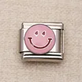 Charme de bracelet italien en acier inoxydable avec smiley rose aux yeux en cœur - Style de Smiley aux Yeux de Cœur Rose (12)