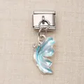 Silbernes Edelstahl Italienisches Modul-Charm mit hellblauem Emaille-Schmetterling - Hellblau Schmetterling mit Strass Stil (16)