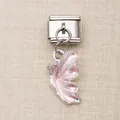 Italienischer Schmetterlings-Charm-Anhänger aus Edelstahl für modulare Armbänder - Rosa Schmetterlingsflügel mit Strass Stil (17)