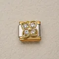Abalorio modular italiano con trébol de cuatro hojas de strass en tonos oro y plata - Estilo Trébol de Cuatro Hojas con Strass (30)