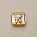 Eslabón italiano mariposa dorada con diamantes para pulsera de acero inoxidable - Estilo Mariposa con Strass (31)