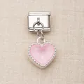 Italienischer Modul-Charm aus Edelstahl mit einem facettierten rosa Herz-Anhänger - Rosa Herzanhänger Stil (19)