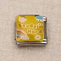 Charm modulaire italien en acier inoxydable avec texte Study Hard et motif arc-en-ciel - Style Study Hard avec Arc-en-ciel et Nuage (17)