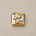 Abalorio italiano de flor dorada y perla para pulseras DIY de acero inoxidable - Estilo Flor de Cinco Pétalos Perla Artificial (33)