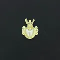 Colgante de corazón vintage dorado con corona y perla para collares artesanales - Estilo Corona de Corazón Perla Artificial (26) / Paquete de 10