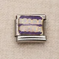 Charme modulaire italien en acier inoxydable avec émail violet et texte Drama Queen - Texte DRAMA QUEEN Violet (23)
