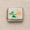 Charme italien en acier inoxydable avec fleur de soleil rose pour bracelet DIY - Tournesol Rose sur Fond Blanc (25)