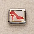 Breloque chaussure à talon rouge sur maillon de bracelet modulaire italien. - Talon Haut Rouge sur Fond Blanc (27)