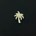 Colgante en forma de palmera dorada con perlas para collar relicario flotante DIY - Cocotero de Perlas Artificiales (34) / Paquete de 10 / Dorado