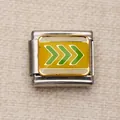 Pendentif modulaire italien en acier inoxydable avec émail jaune et motif vert - Chevrons Jaunes (31)