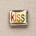 Charme modulaire italien en acier inoxydable avec un design coloré de lettrage KISS - Lettres KISS (32)
