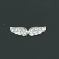 Colgante de ala plateado con pedrería para collar de relicario de memoria DIY - Alas de Diamantes de Imitación (36) / Paquete de 10 / Plateado