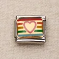 Charm modulaire italien cœur arc-en-ciel en acier inoxydable pour bracelet de bijoux DIY - Cœur Arc-en-ciel (33)
