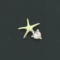 Dije de estrella de mar dorada con gema de corazón rosa para relicarios flotantes DIY - Accesorio Estrella de Mar Corazón (43) / Paquete de 10 / Oro con Circonita Rosa