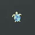 Pequeño dije de tortuga marina en esmalte azul para medallones flotantes de joyería - Accesorio en Forma de Tortuga (45) / Paquete de 10 / Azul
