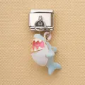 Charme modulaire italien mignon avec pendentif requin en émail bleu pour bijoux - Style Requin Dessin Animé Bleu (13)