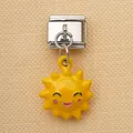 Charme italien avec pendentif soleil jaune souriant en acier inoxydable pour bracelet - Style Soleil Souriant Jaune (14)