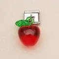 Durchscheinender roter Apfel-Anhänger aus Acryl an italienischem Edelstahlarmband-Glied - Roter Apfel Italienisches Glied