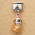 Pendentif breloque paresseux en émail avec maillon de bracelet modulaire italien en inox - Style Paresseux Mignon (15)