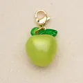 Transparenter grüner Acryl-Apfel-Anhänger mit goldenem Karabiner für DIY-Schmuck. - 绿苹果龙虾扣