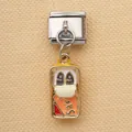 Maillon de bracelet italien en inox avec pendentif personnage de dessin animé SARS. - Style Motif de Lettres SARS (16)