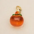Transparenter orangefarbener Acryl-Fruchtanhänger mit goldenem Karabiner für Schmuck - 柿子龙虾扣