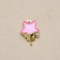 Nahaufnahme von rosa Glitzer-Sternanhänger mit tropfendem Golddetail für DIY-Schmuck - Rosa Glitzer Stern Tropfen Stil (7)