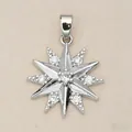 Geometric silver-tone eight-pointed star pendant with clear crystals - Eight-Pointed Star / Pendant Only (No Chain)
