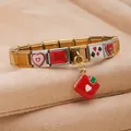 Bracelet modulaire italien bicolore en acier inoxydable avec pendentif cœur et sac - Red Bag Pendant (SEXY Text) / 1