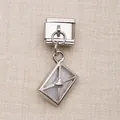 Maillon de bracelet italien argenté avec pendentif en forme d'enveloppe à cœur suspendu - Style Cœur Enveloppe Argent