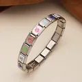 Edelstahl-Armband im italienischen Stil mit bunten Emaille-Cartoon-Motiven zum Selbermachen - Saturn Kopfhörer Muster (2)