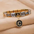 Bracelet modulaire italien bicolore en acier inoxydable avec pendentif soleil céleste - Sun And Moon Round Pendant (BOYS LIE) / 2