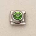 Charm con cristallo pietra natale verde per bracciale modulare italiano in acciaio - Verde