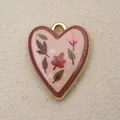 Vintage heart-shaped copper pendant with colorful autumn leaf patterns for DIY jewelry - Heart Maple Leaf Style (5)