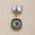 Pendentif céleste soleil et lune en émail avec lien de module italien pour DIY. - Style Soleil Lune Noir Or