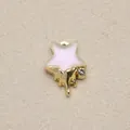 Goldener Sternanhänger mit Tropfeneffekt und Perlmutt-Inlay für kreativen DIY-Schmuck - Rosa Perlglanz Stern Tropfen Stil (5)