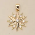 Close-up of a gold-colored starburst pendant featuring brilliant white stone accents - Geometric Starburst (2) / Gold