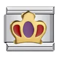 High-quality gold-plated crown Italian charm link with colorful enamel for DIY bracelet - Golden Crown Style (ICJ222-1)