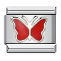 Charm italiano in acciaio inossidabile con farfalla rossa per bracciale DIY - Farfalla Rossa (ICY414)